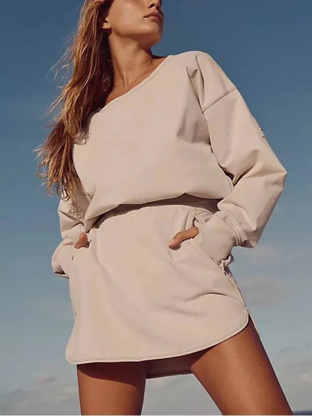 Free People FP Movement New Flow Skortsie Open Back Long Sleeve One Piece Romper
